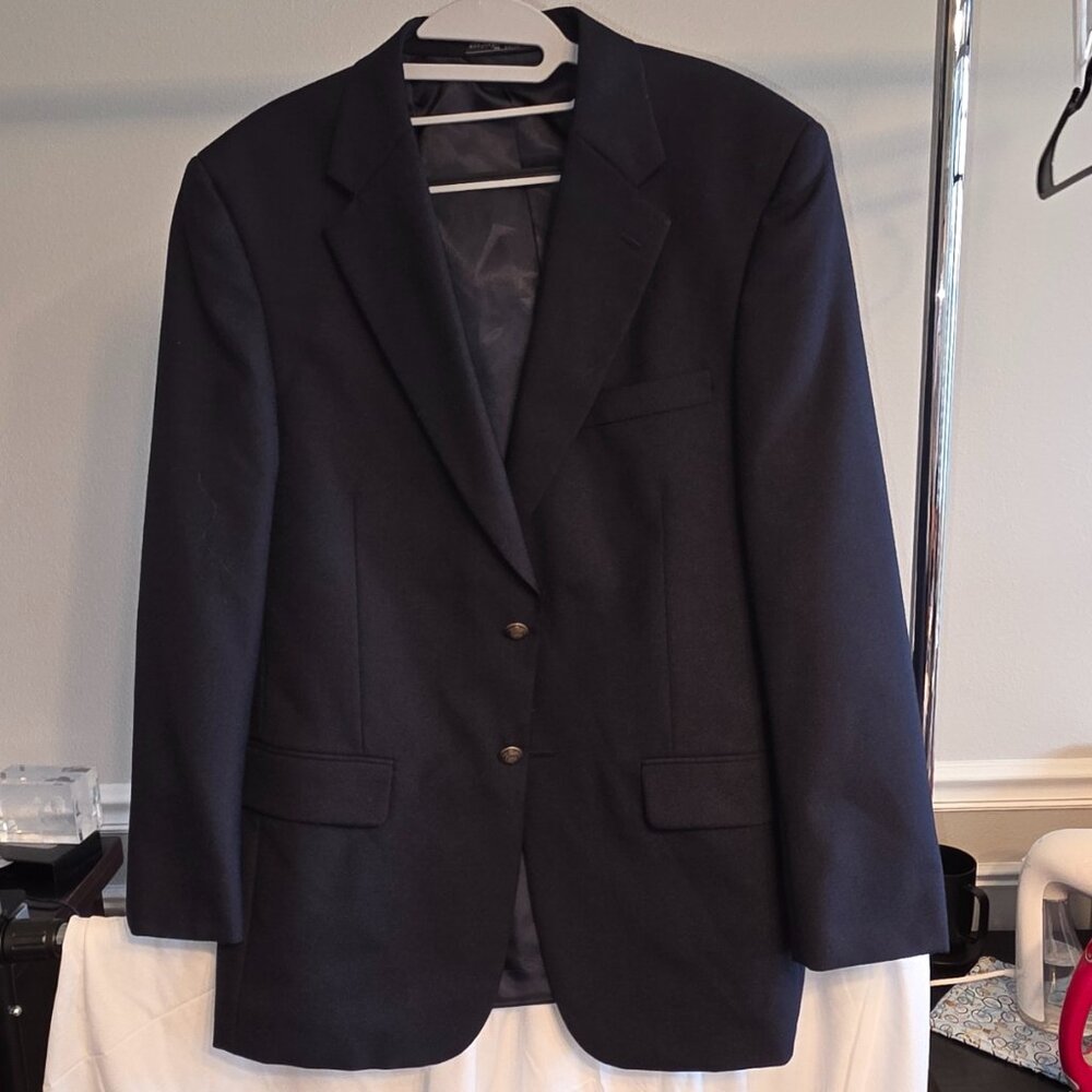 Bernhard Altmann Mens Suit Jacket Sports Coat 40R Navy Blue Wool Blend 2 Button